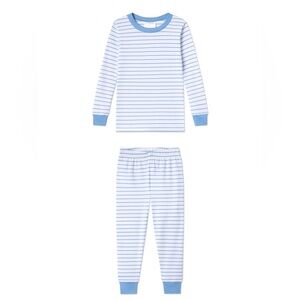 LAKE Kids Long-Long Striped Pajama Set in Baltic blue